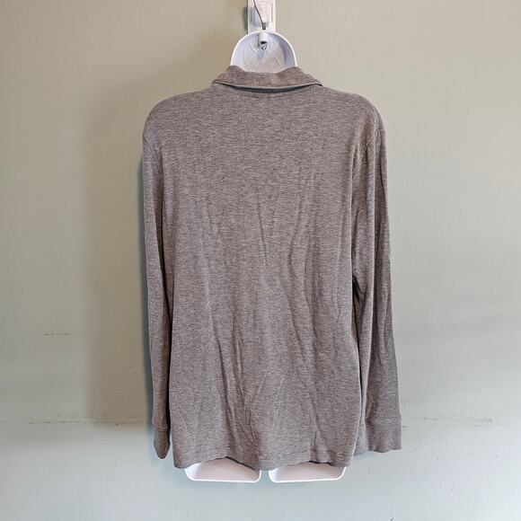 Skims Button Down Pajama Sleep Shirt Long Sleeve Gray Micro Ribbed Size Medium - Picture 2 of 6